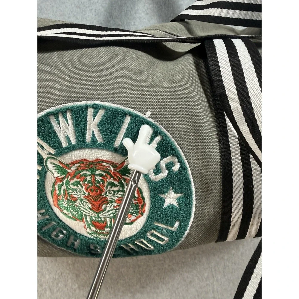 Stranger Things Hawkins High School Duffle Bag TV Show Preowned Flaws Gray Green
